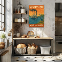 Mississippi River Adventure Vintage Travel Poster PosterGoat