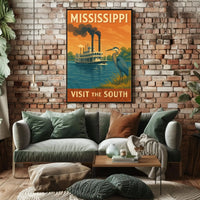 Mississippi River Adventure Vintage Travel Poster PosterGoat