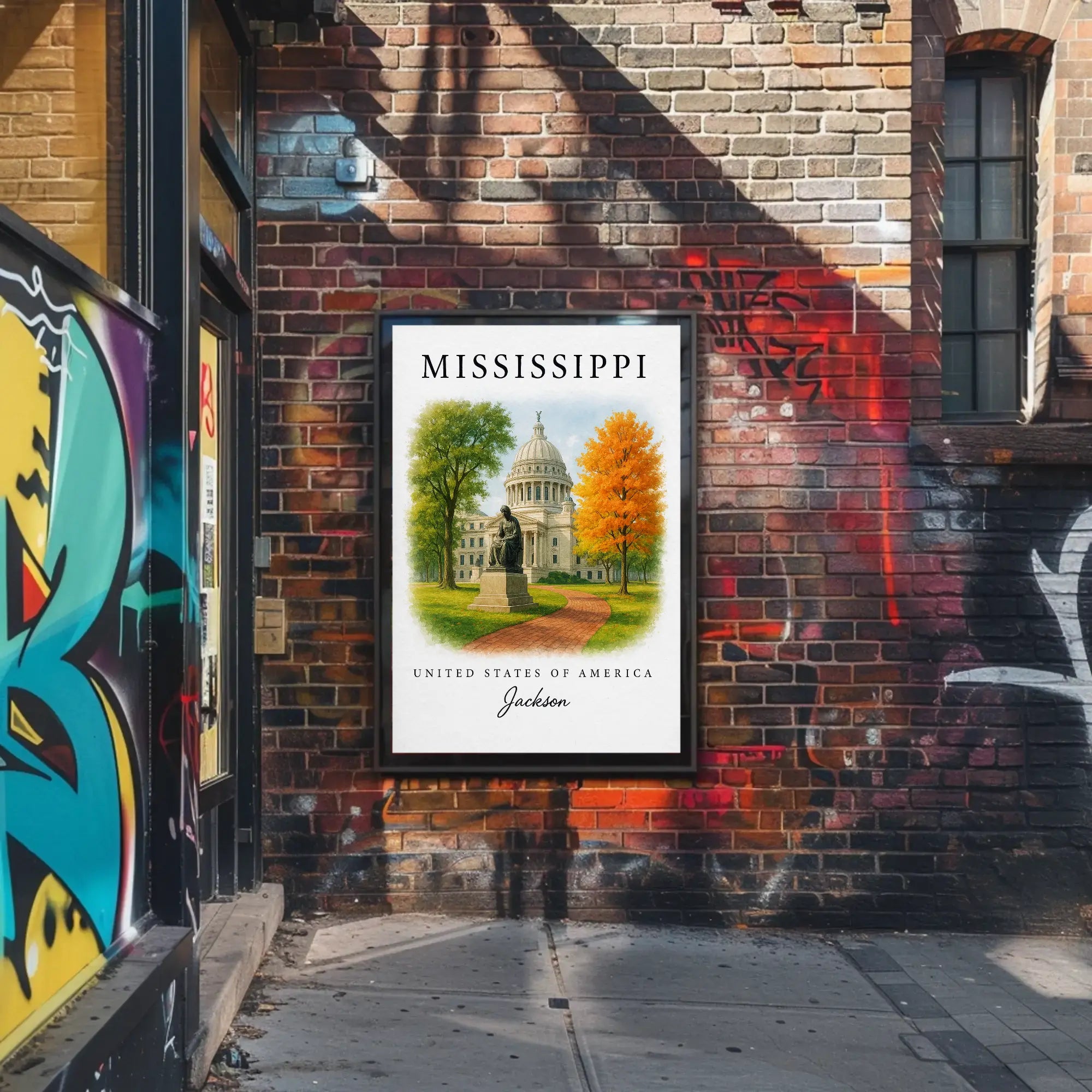 Mississippi State Capitol Watercolor Heritage Poster PosterGoat