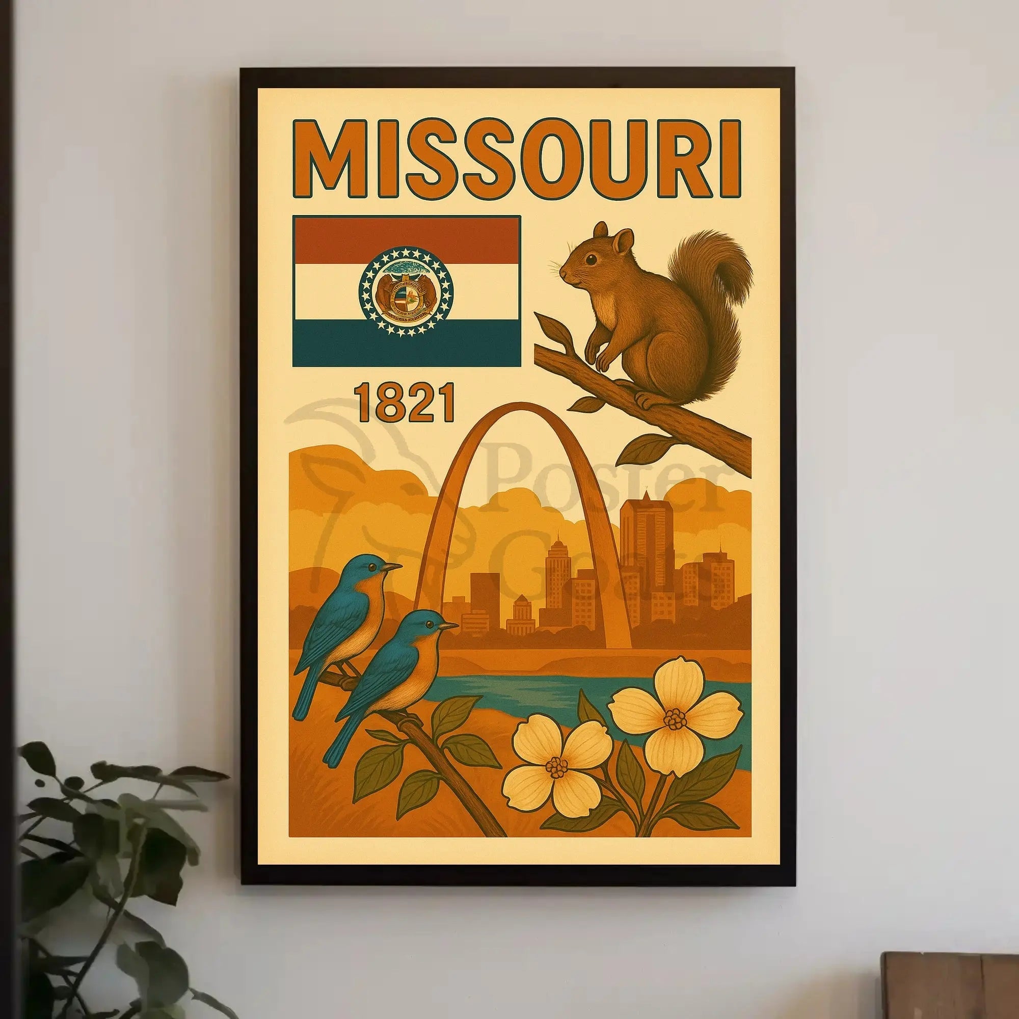 Missouri 1821 Gateway Arch Vintage Cultural Heritage Poster PosterGoat