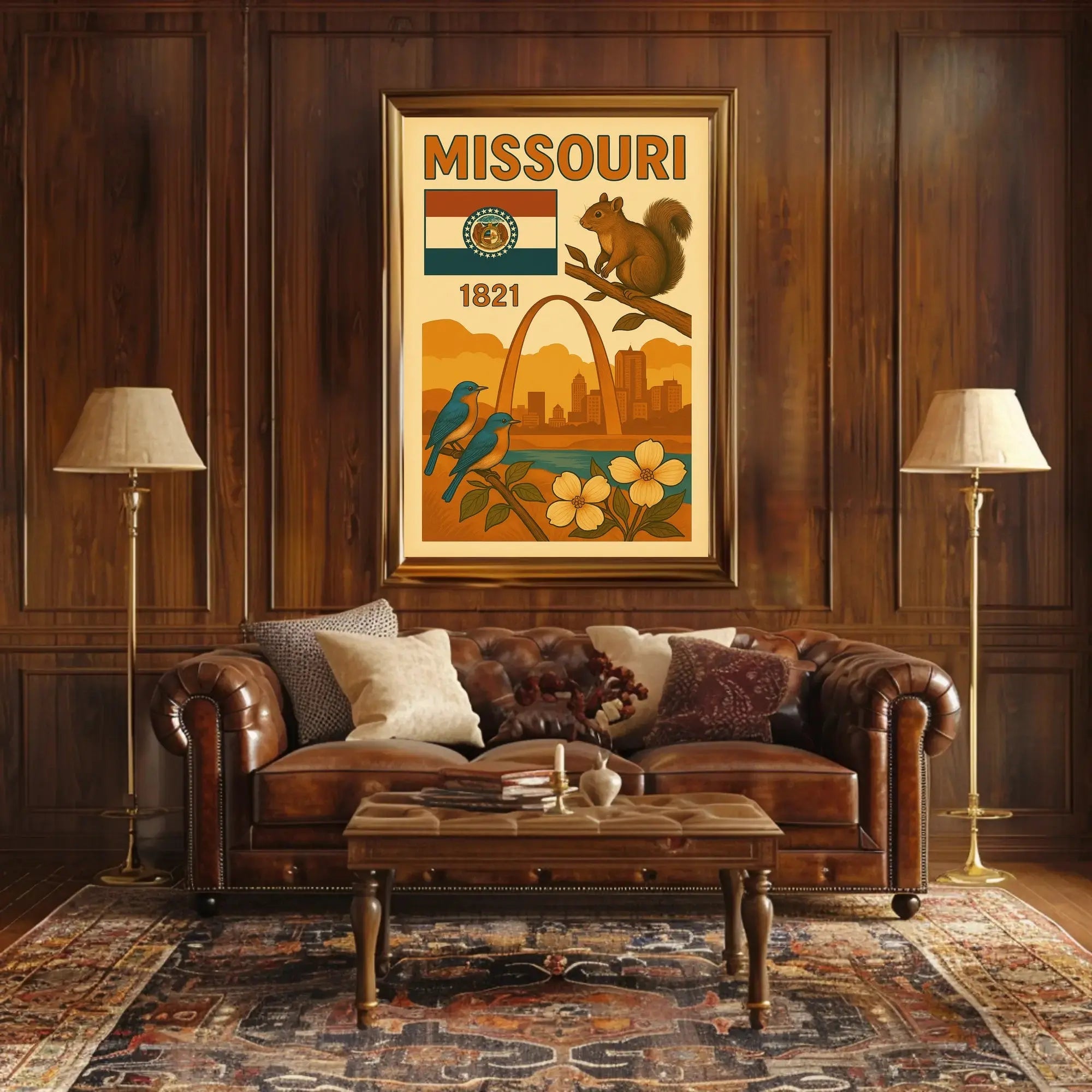 Missouri 1821 Gateway Arch Vintage Cultural Heritage Poster PosterGoat