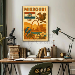 Missouri 1821 Gateway Arch Vintage Cultural Heritage Poster PosterGoat