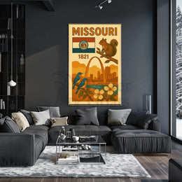 Missouri 1821 Gateway Arch Vintage Cultural Heritage Poster PosterGoat