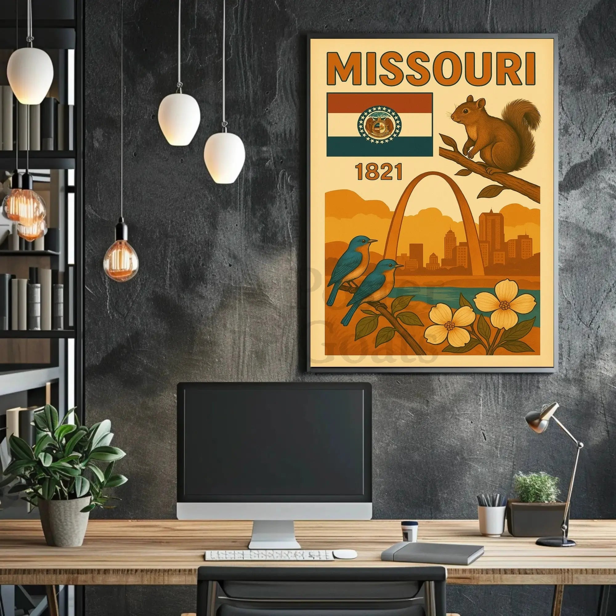 Missouri 1821 Gateway Arch Vintage Cultural Heritage Poster PosterGoat