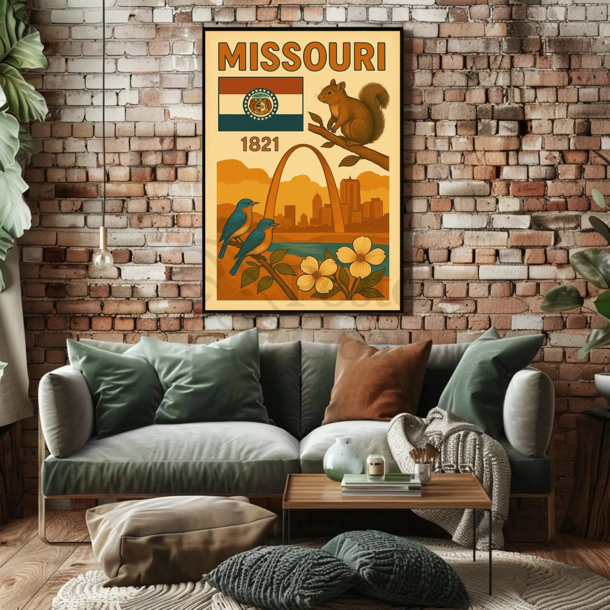 Missouri 1821 Gateway Arch Vintage Cultural Heritage Poster PosterGoat