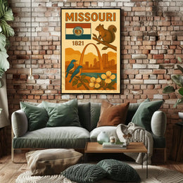 Missouri 1821 Gateway Arch Vintage Cultural Heritage Poster PosterGoat