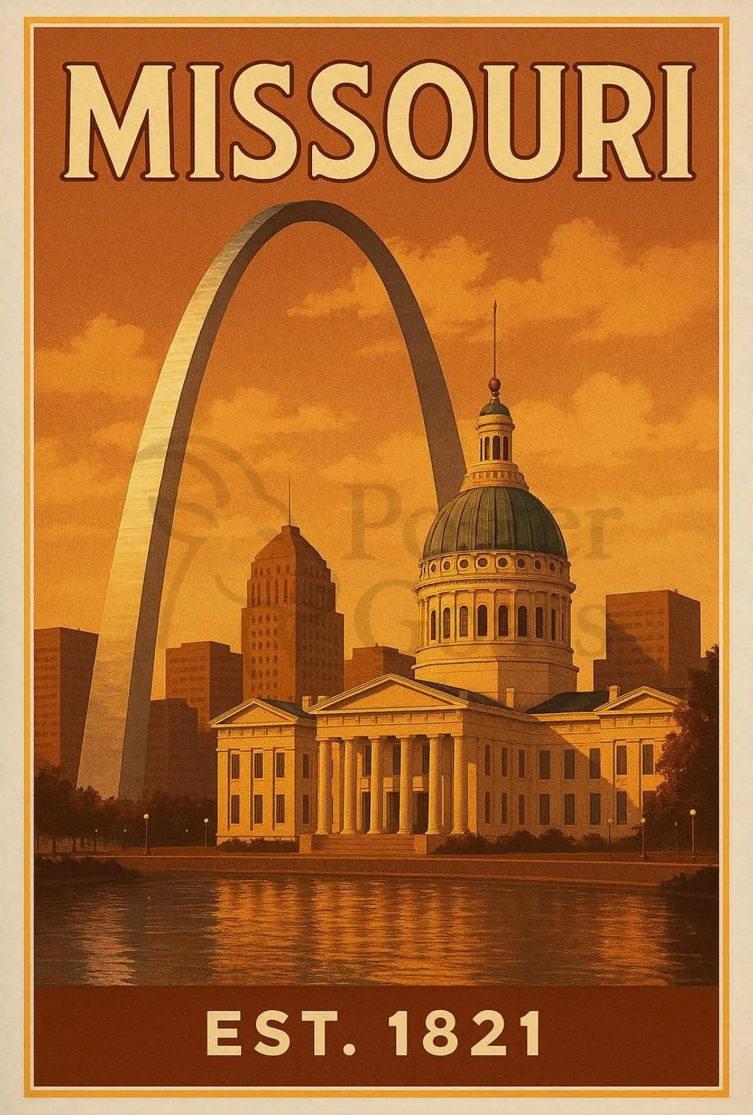 Missouri Gateway Arch Retro Travel Poster PosterGoat