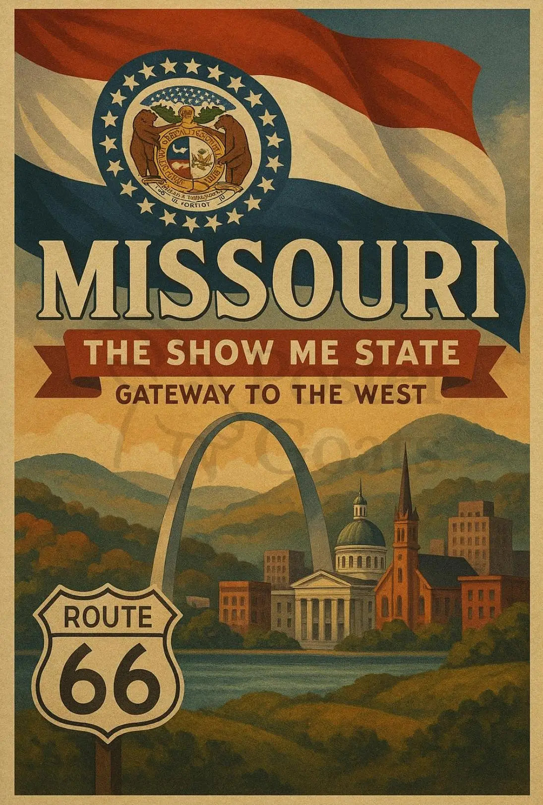 Missouri Vintage Travel Poster: Nostalgic Gateway To The West PosterGoat
