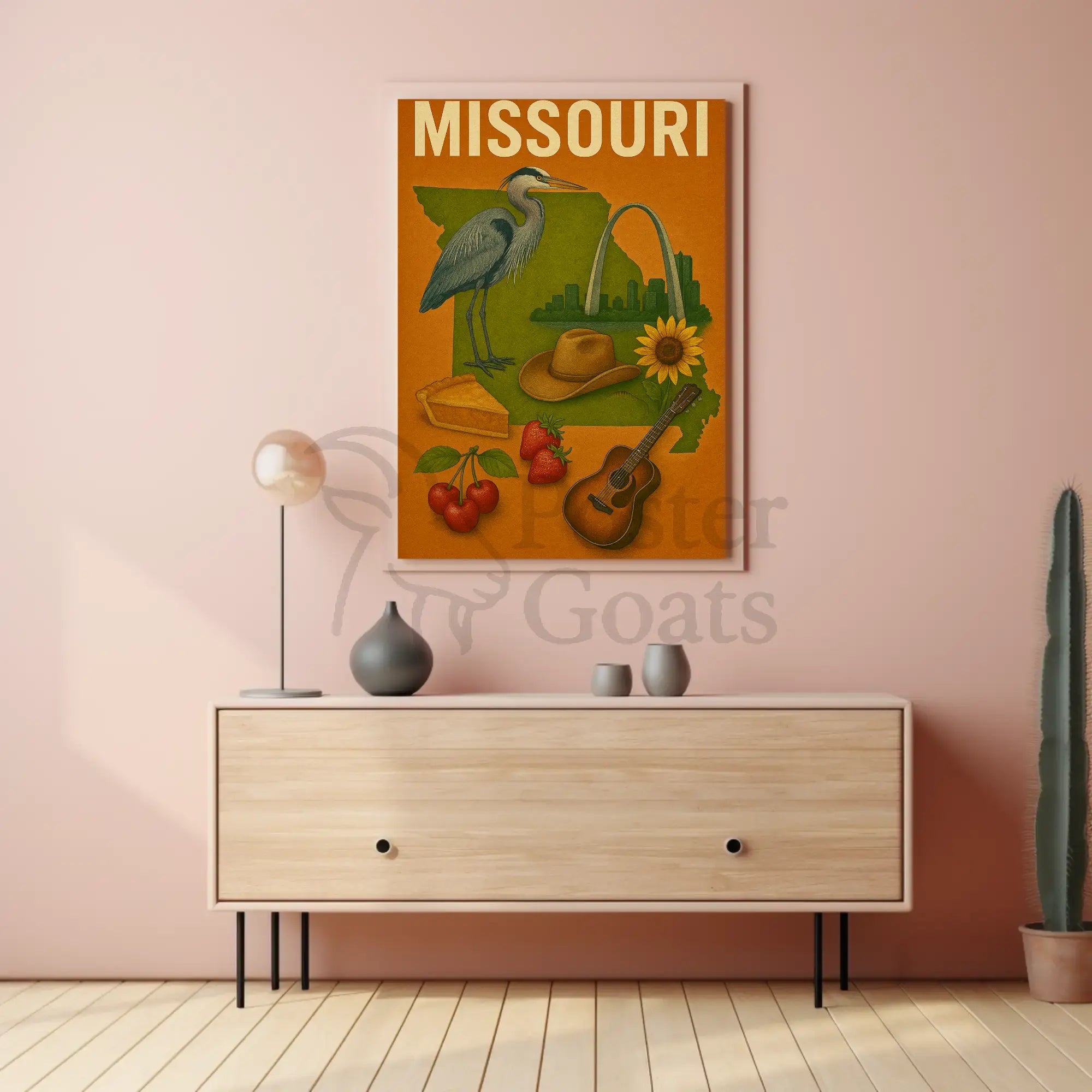 Missouri's Rich Heritage Illustrated Retro-Style Cultural Poster PosterGoat