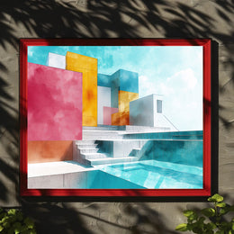 Modern Abstract Architecture with Bold Geometric Shapes Poster PosterGoat