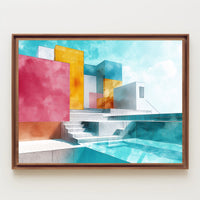 Modern Abstract Architecture with Bold Geometric Shapes Poster PosterGoat