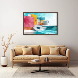 Modern Abstract Architecture with Bold Geometric Shapes Poster PosterGoat