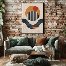 Modern Abstract Design with Circles and Lines Poster PosterGoat