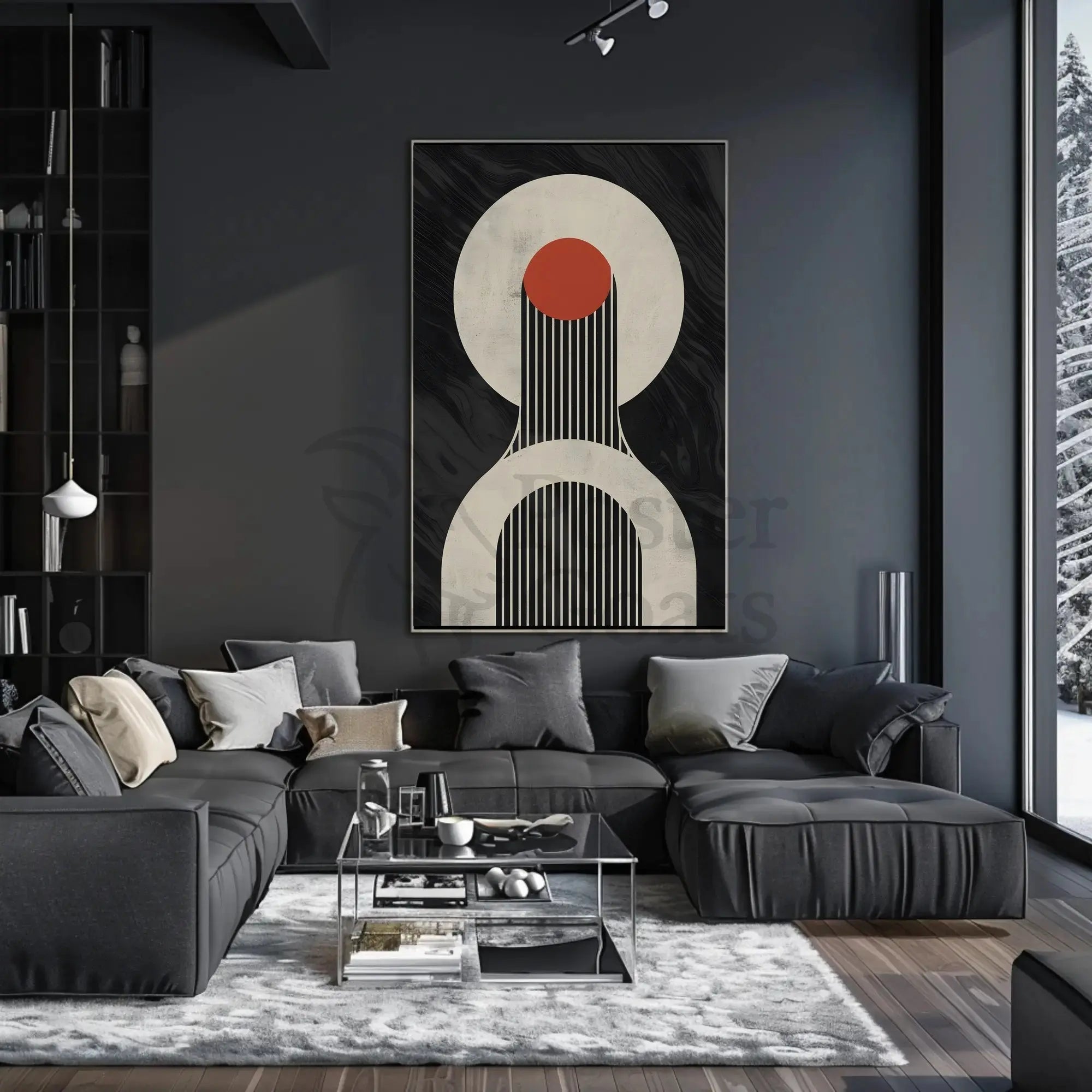 Modern Abstract Guitar-Themed Artistic Poster PosterGoat