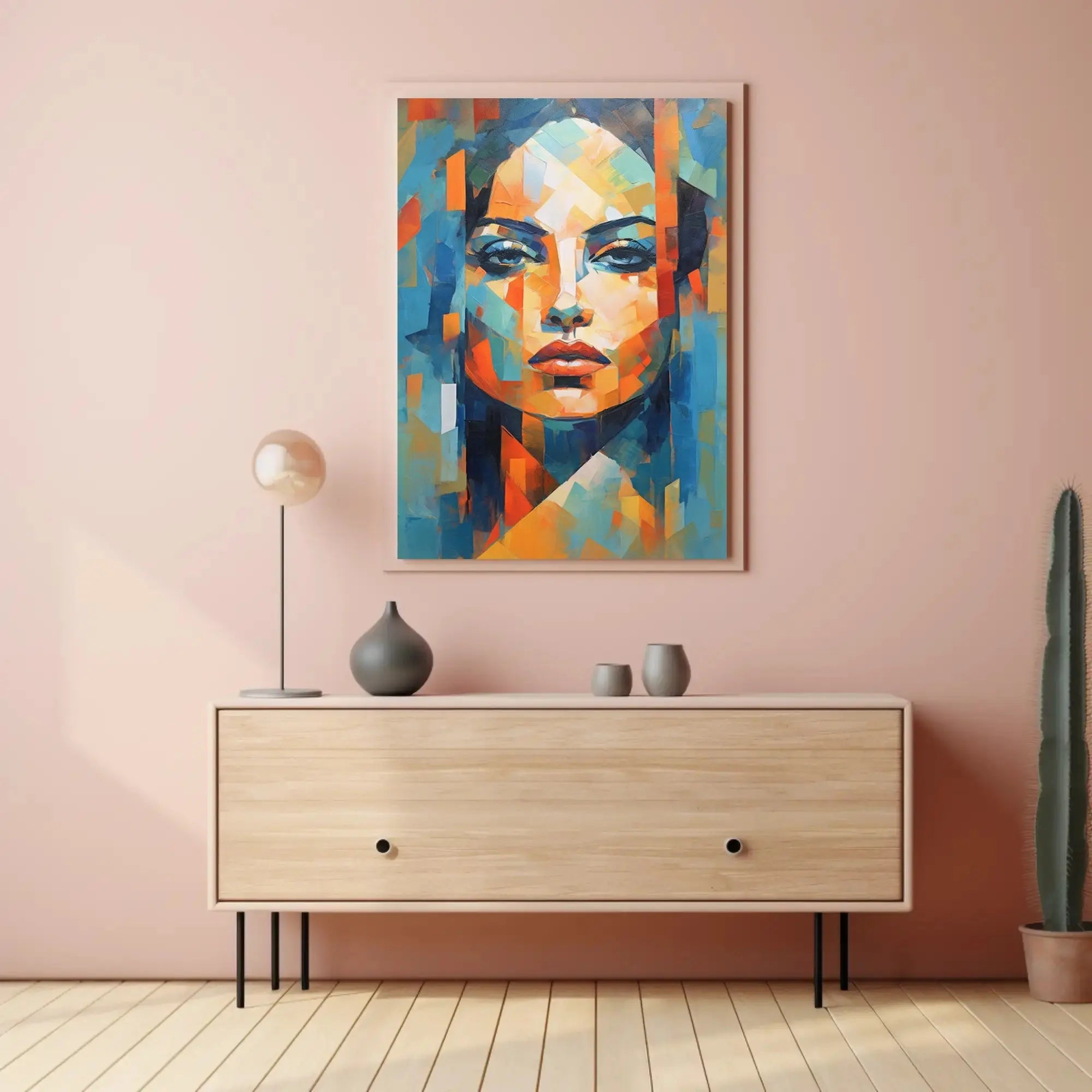 Modern Abstract Woman's Portrait in Cubist Art Poster PosterGoat