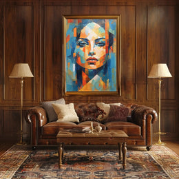 Modern Abstract Woman's Portrait in Cubist Art Poster PosterGoat
