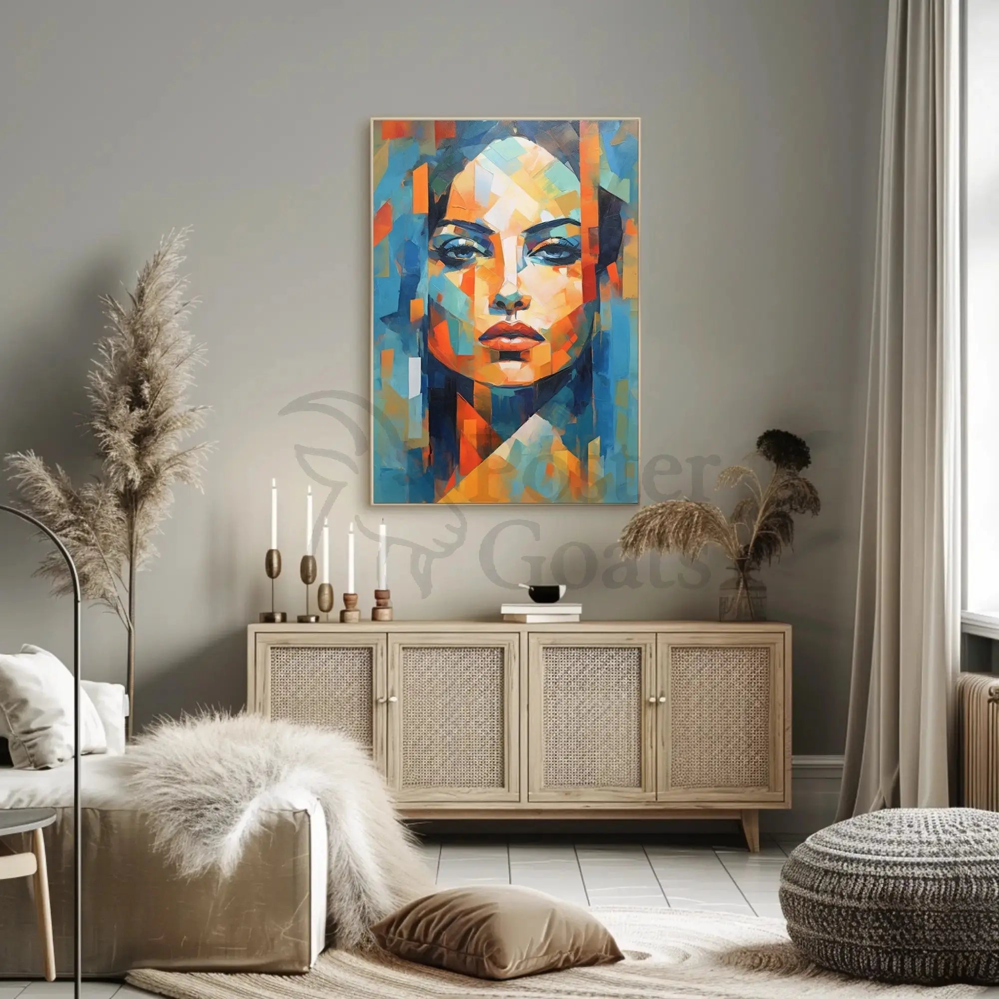 Modern Abstract Woman's Portrait in Cubist Art Poster PosterGoat
