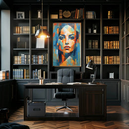 Modern Abstract Woman's Portrait in Cubist Art Poster PosterGoat