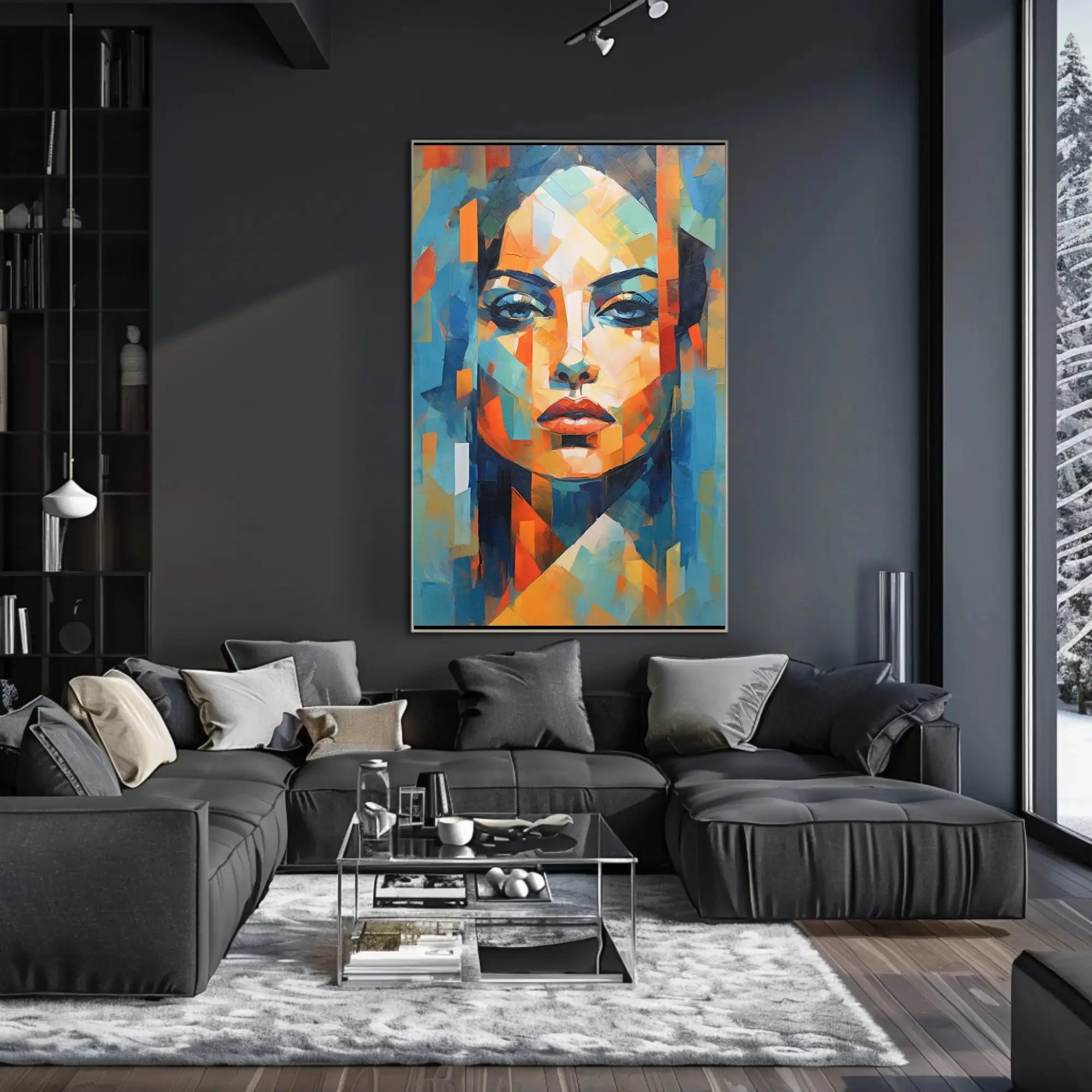 Modern Abstract Woman's Portrait in Cubist Art Poster PosterGoat