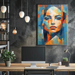 Modern Abstract Woman's Portrait in Cubist Art Poster PosterGoat