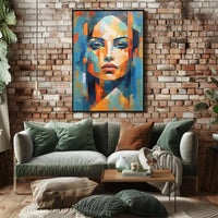 Modern Abstract Woman's Portrait in Cubist Art Poster PosterGoat