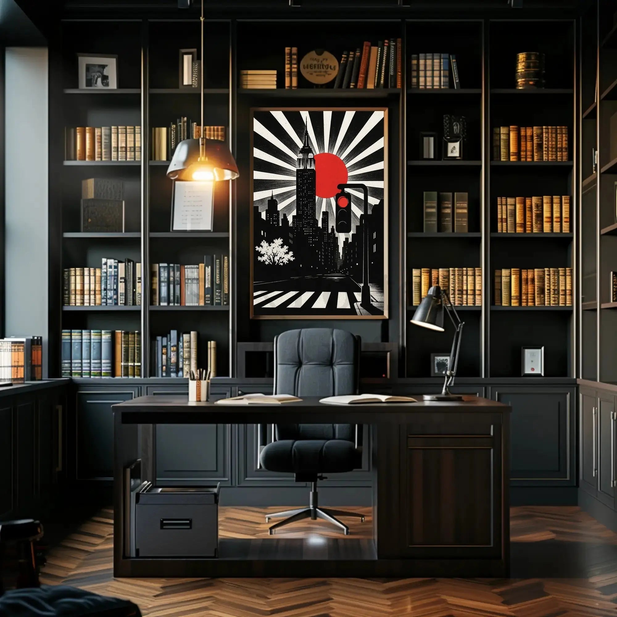 Modern Art Deco Urban Cityscape Poster PosterGoat