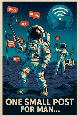 Modern Astronaut Social Media Satire Sci-Fi Poster PosterGoat