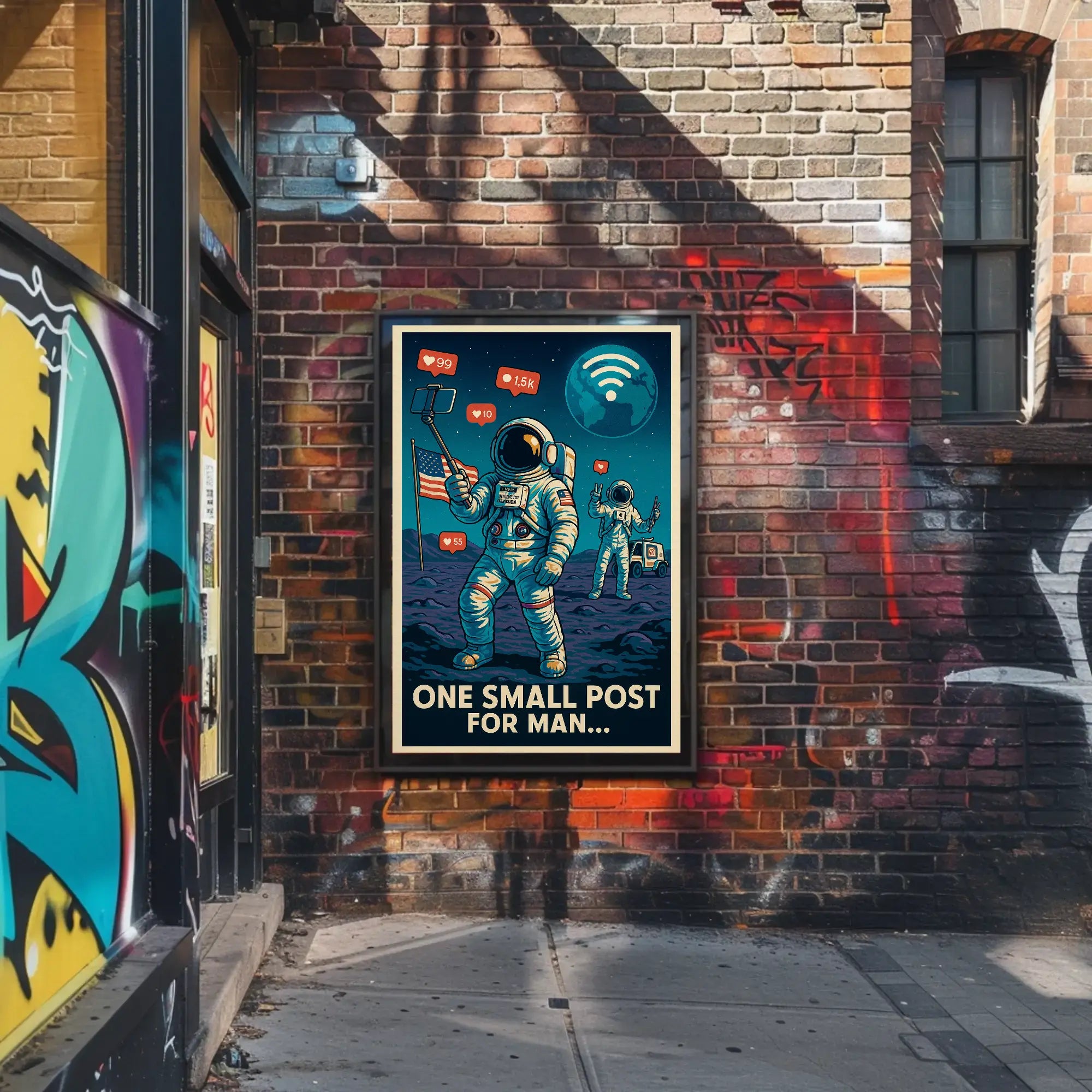 Modern Astronaut Social Media Satire Sci-Fi Poster PosterGoat