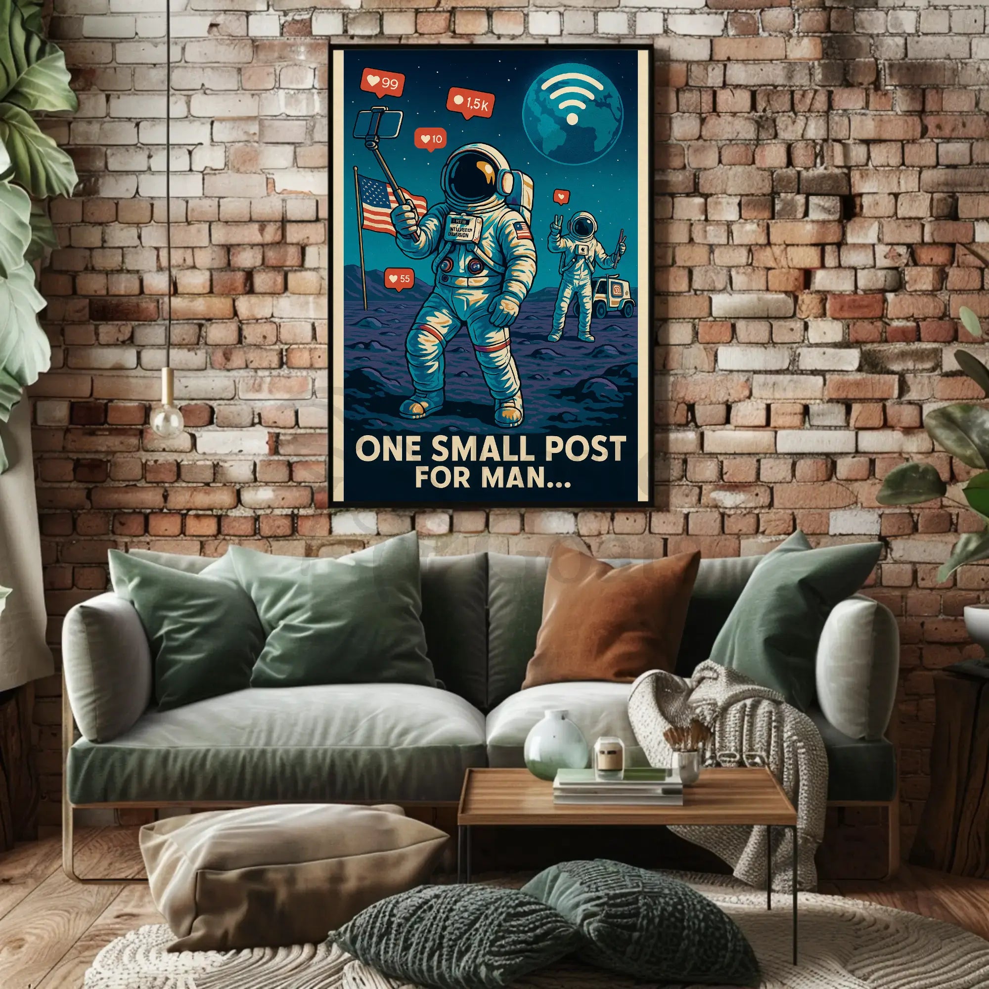 Modern Astronaut Social Media Satire Sci-Fi Poster PosterGoat