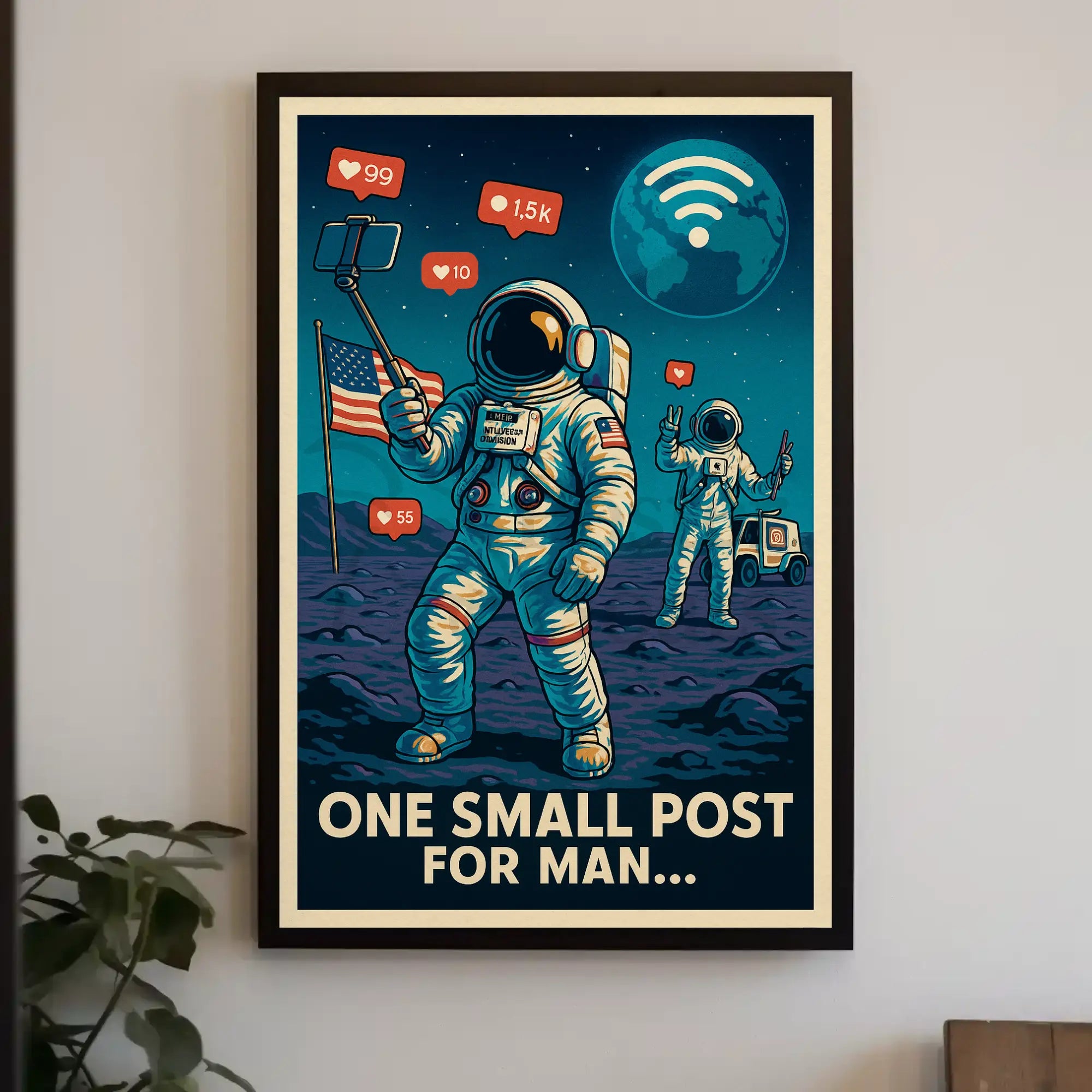 Modern Astronaut Social Media Satire Sci-Fi Poster PosterGoat