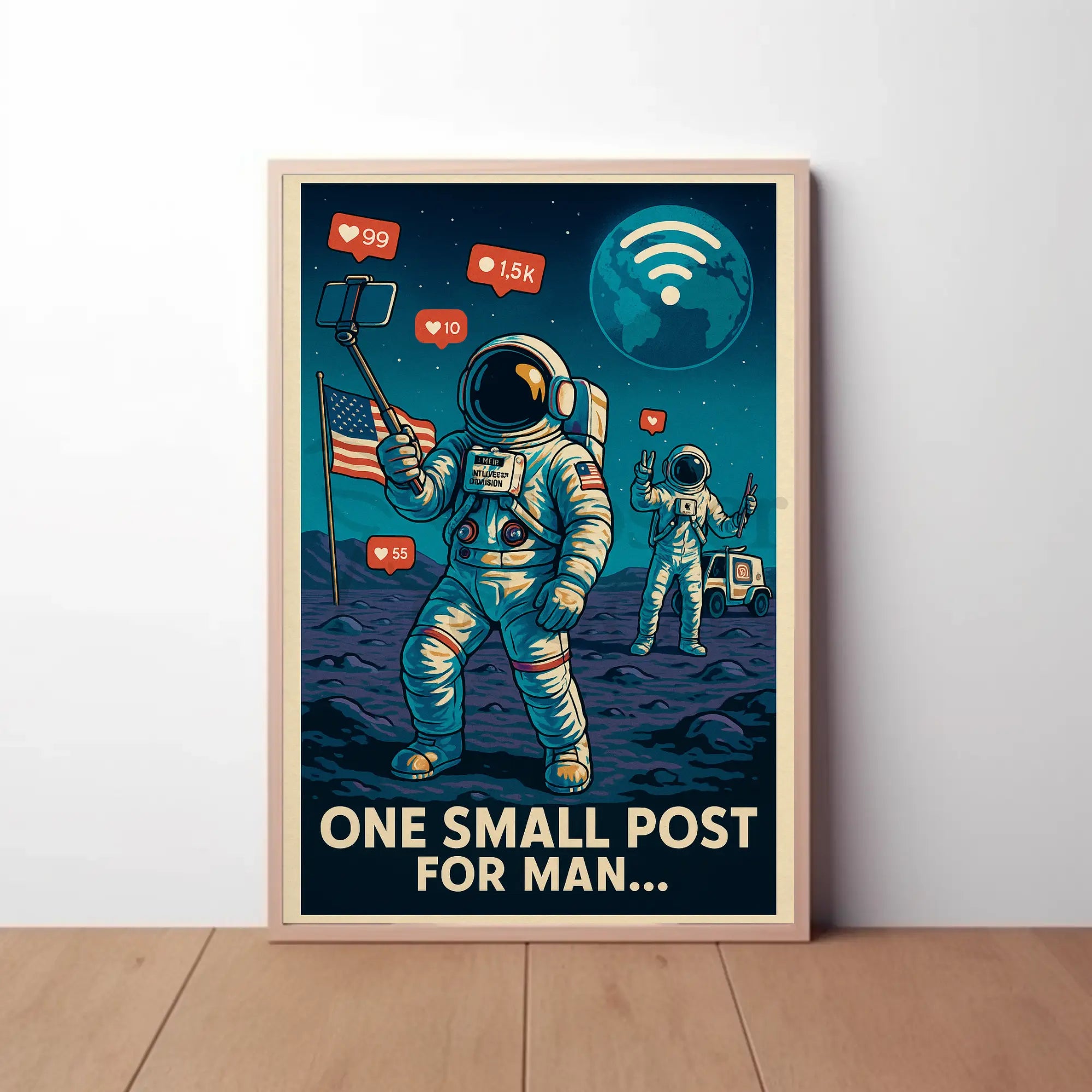 Modern Astronaut Social Media Satire Sci-Fi Poster PosterGoat