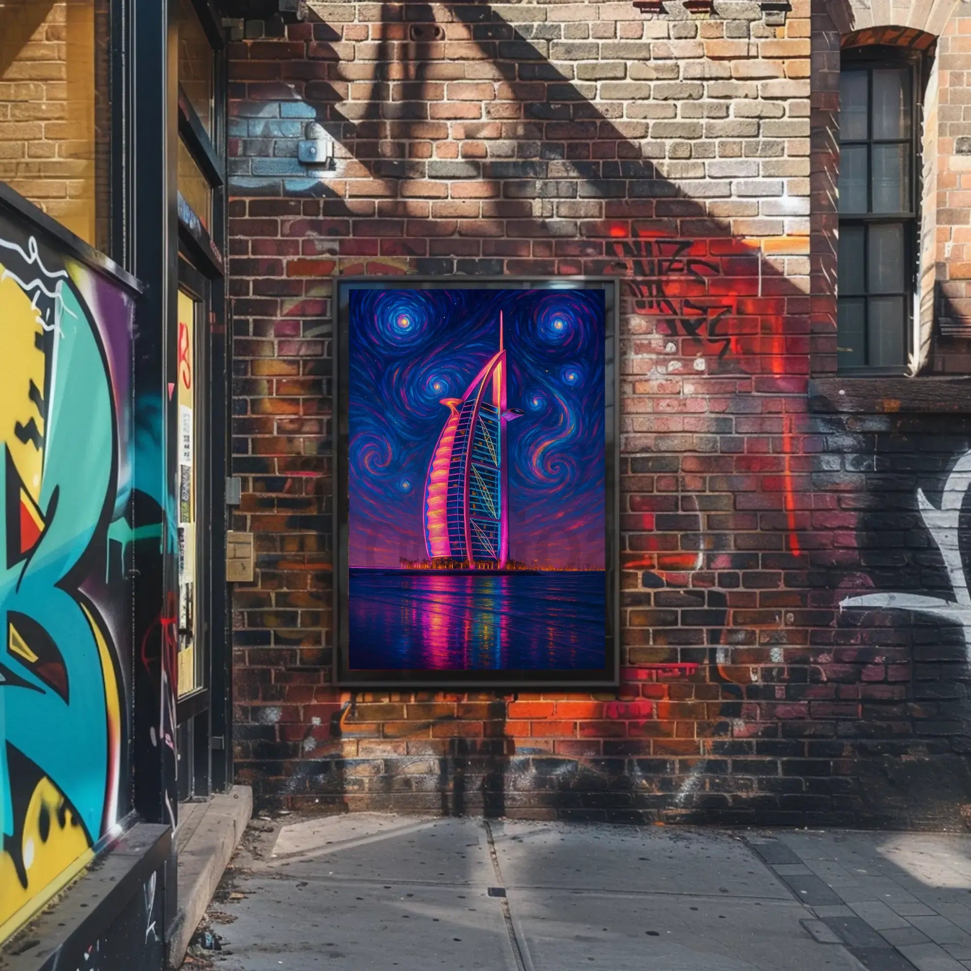 Modern Burj Al Arab Inspired Artistic Nightscape Poster PosterGoat