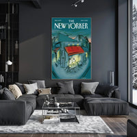 Modern City Street Cafe Scene - Travel Poster PosterGoat