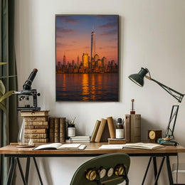 Modern Cityscape Tranquil Reflection Travel Poster PosterGoat