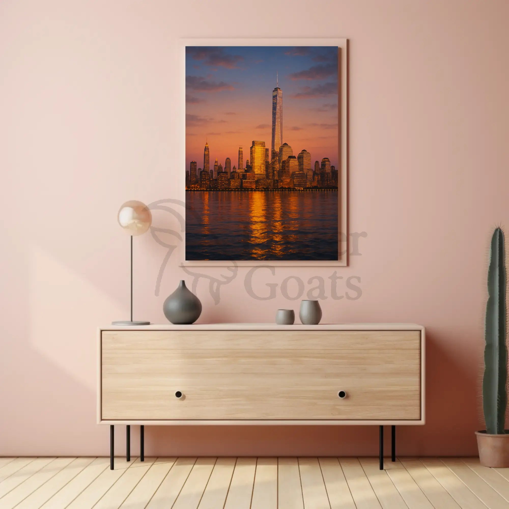 Modern Cityscape Tranquil Reflection Travel Poster PosterGoat