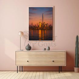Modern Cityscape Tranquil Reflection Travel Poster PosterGoat