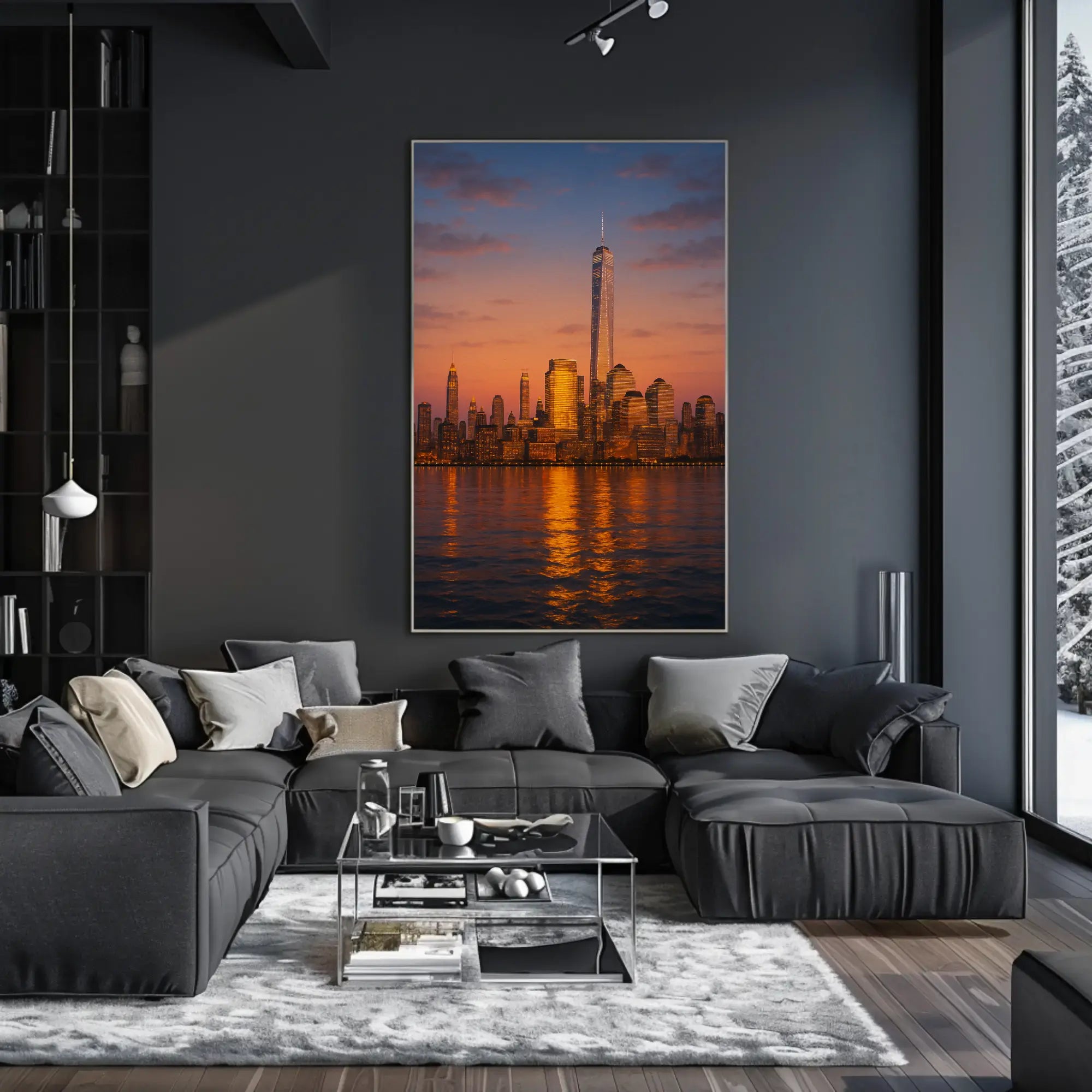 Modern Cityscape Tranquil Reflection Travel Poster PosterGoat