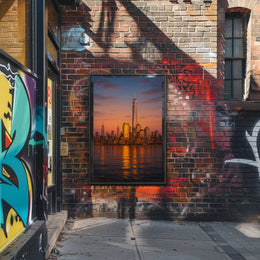 Modern Cityscape Tranquil Reflection Travel Poster PosterGoat