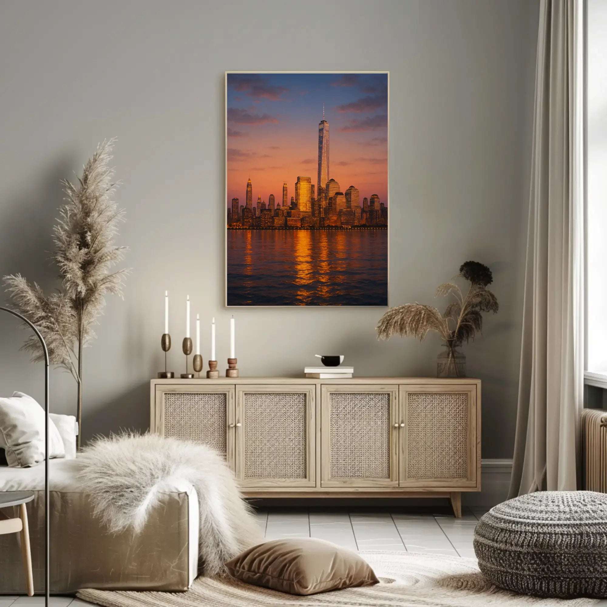 Modern Cityscape Tranquil Reflection Travel Poster PosterGoat