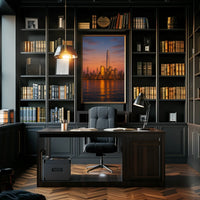 Modern Cityscape Tranquil Reflection Travel Poster PosterGoat