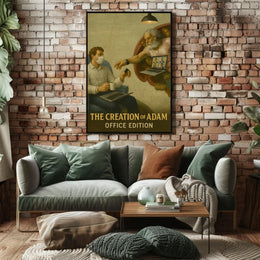 Modern Creation of Adam Remote Work Pop Culture Poster PosterGoat