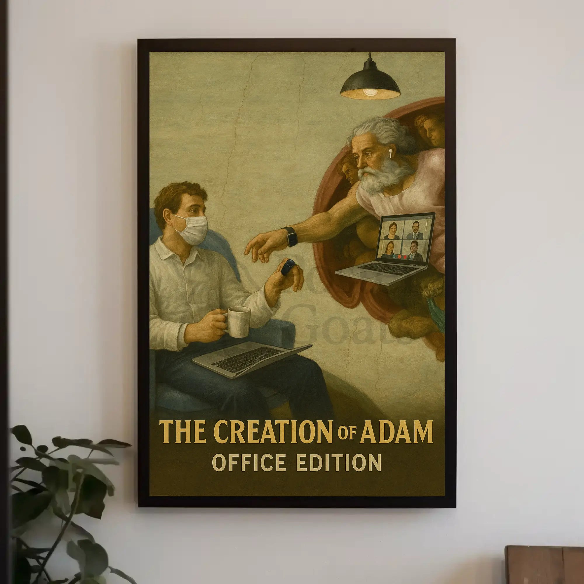 Modern Creation of Adam Remote Work Pop Culture Poster PosterGoat