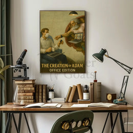 Modern Creation of Adam Remote Work Pop Culture Poster PosterGoat
