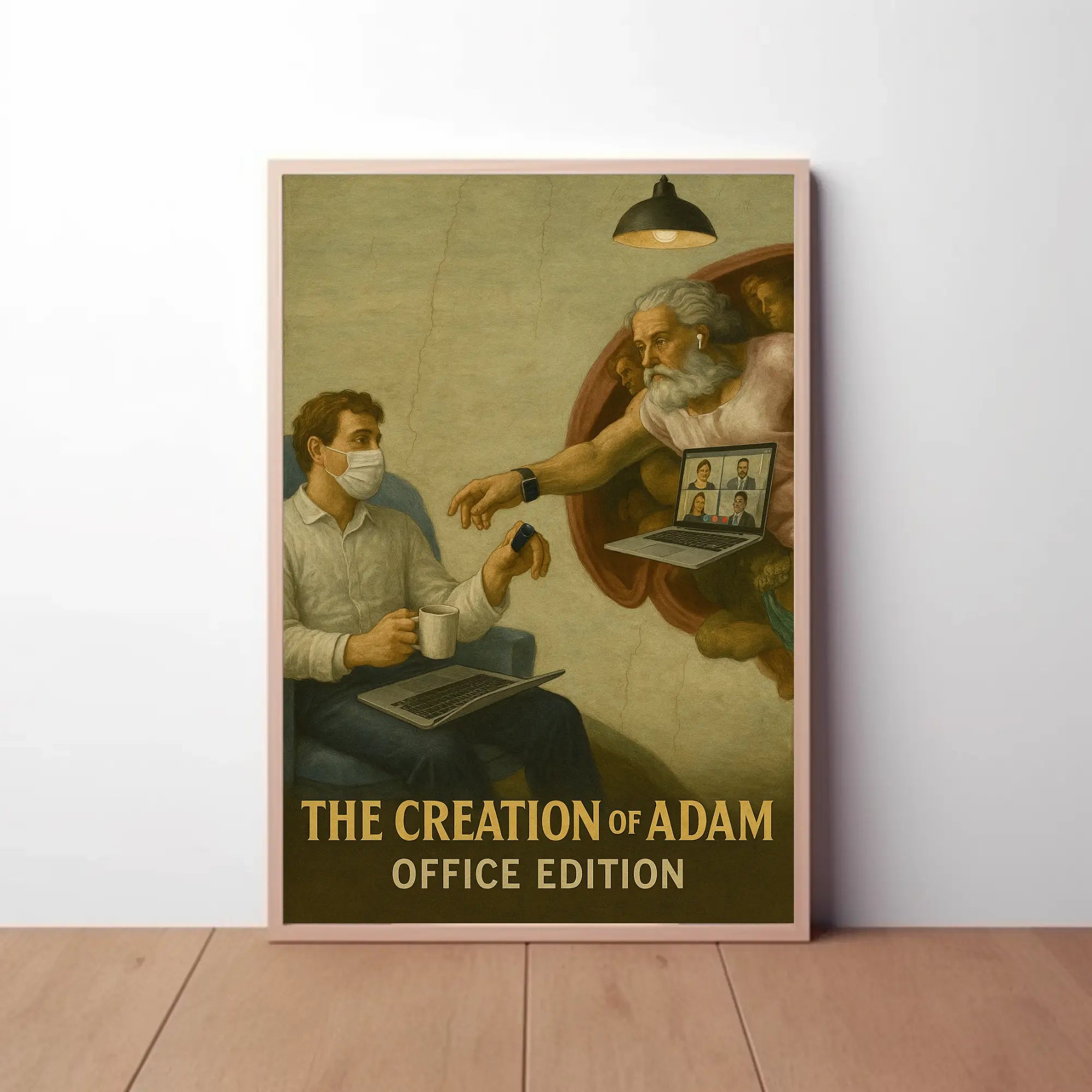 Modern Creation of Adam Remote Work Pop Culture Poster PosterGoat