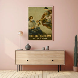 Modern Creation of Adam Remote Work Pop Culture Poster PosterGoat