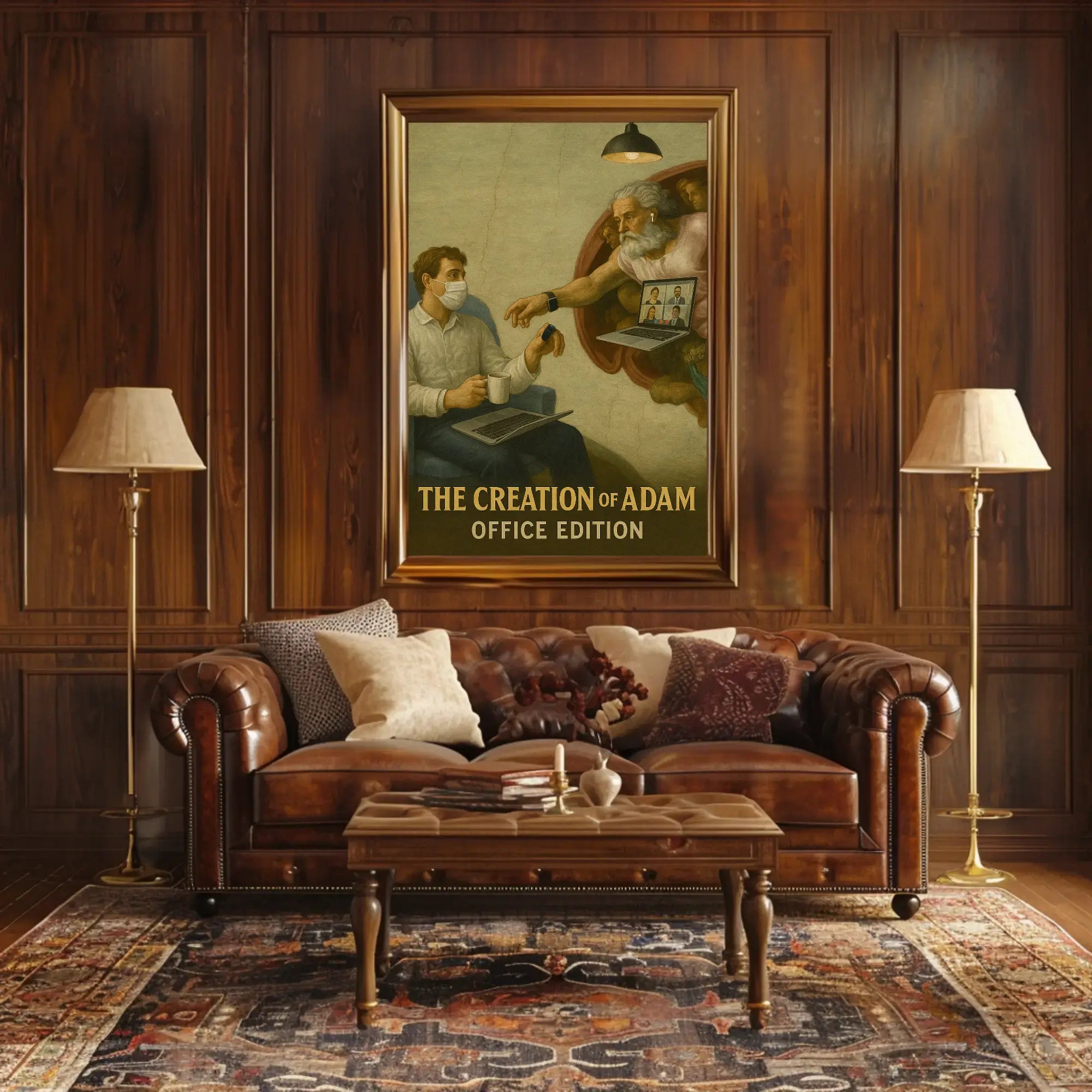 Modern Creation of Adam Remote Work Pop Culture Poster PosterGoat