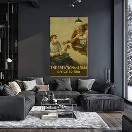 Modern Creation of Adam Remote Work Pop Culture Poster PosterGoat