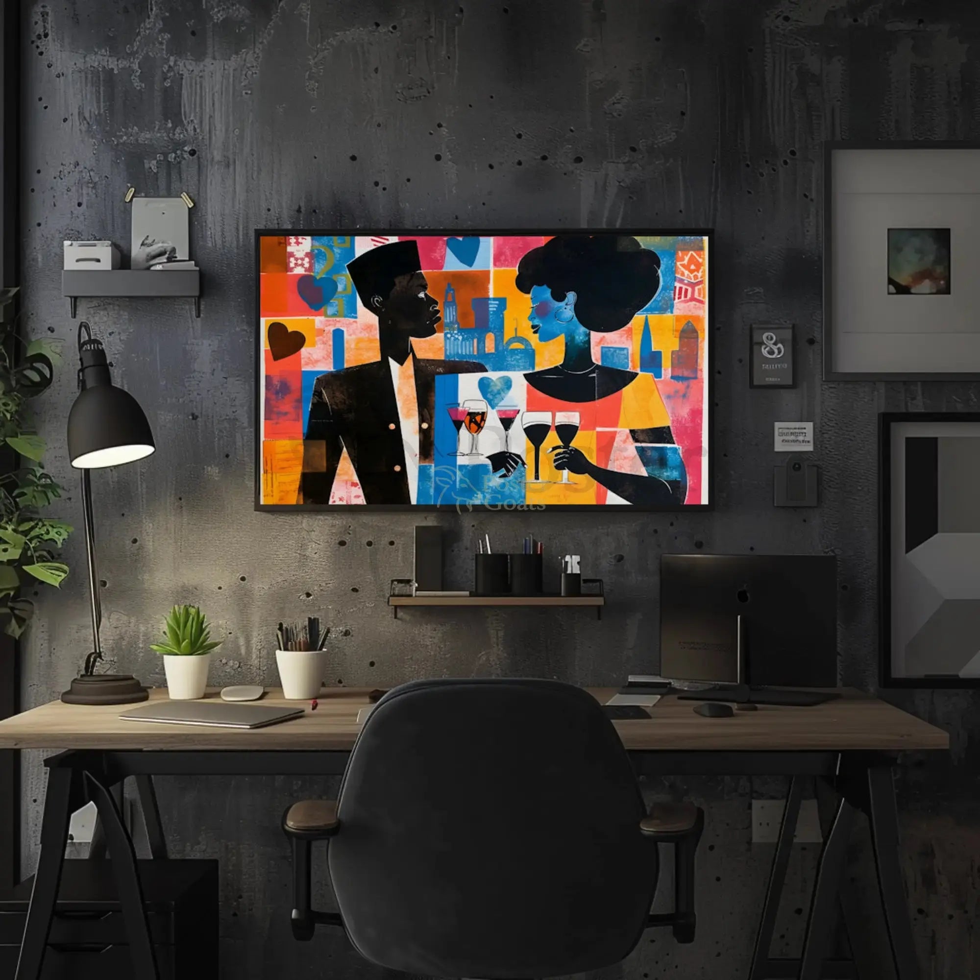 Modern Love Pop Art Cityscape Abstract Poster PosterGoat