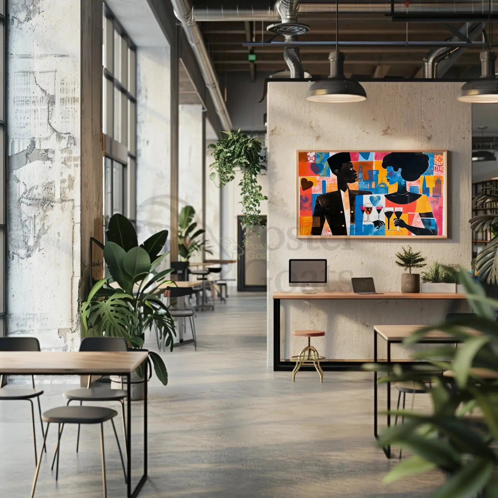 Modern Love Pop Art Cityscape Abstract Poster PosterGoat