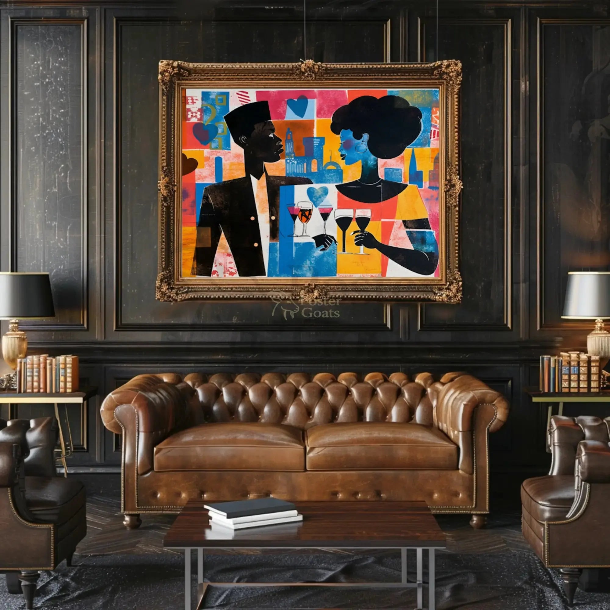 Modern Love Pop Art Cityscape Abstract Poster PosterGoat